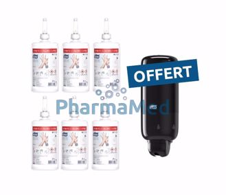 Image de Pack : 6x1L gel hydro./savon + 1 dist. TORK offert - Pack 1 TORK 6 x 1L gel + 1 dist. noir gratuit