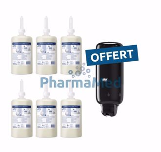 Image de Pack : 6x1L gel hydro./savon + 1 dist. TORK offert - Pack 2 TORK 6 x 1L savon + dis blanc